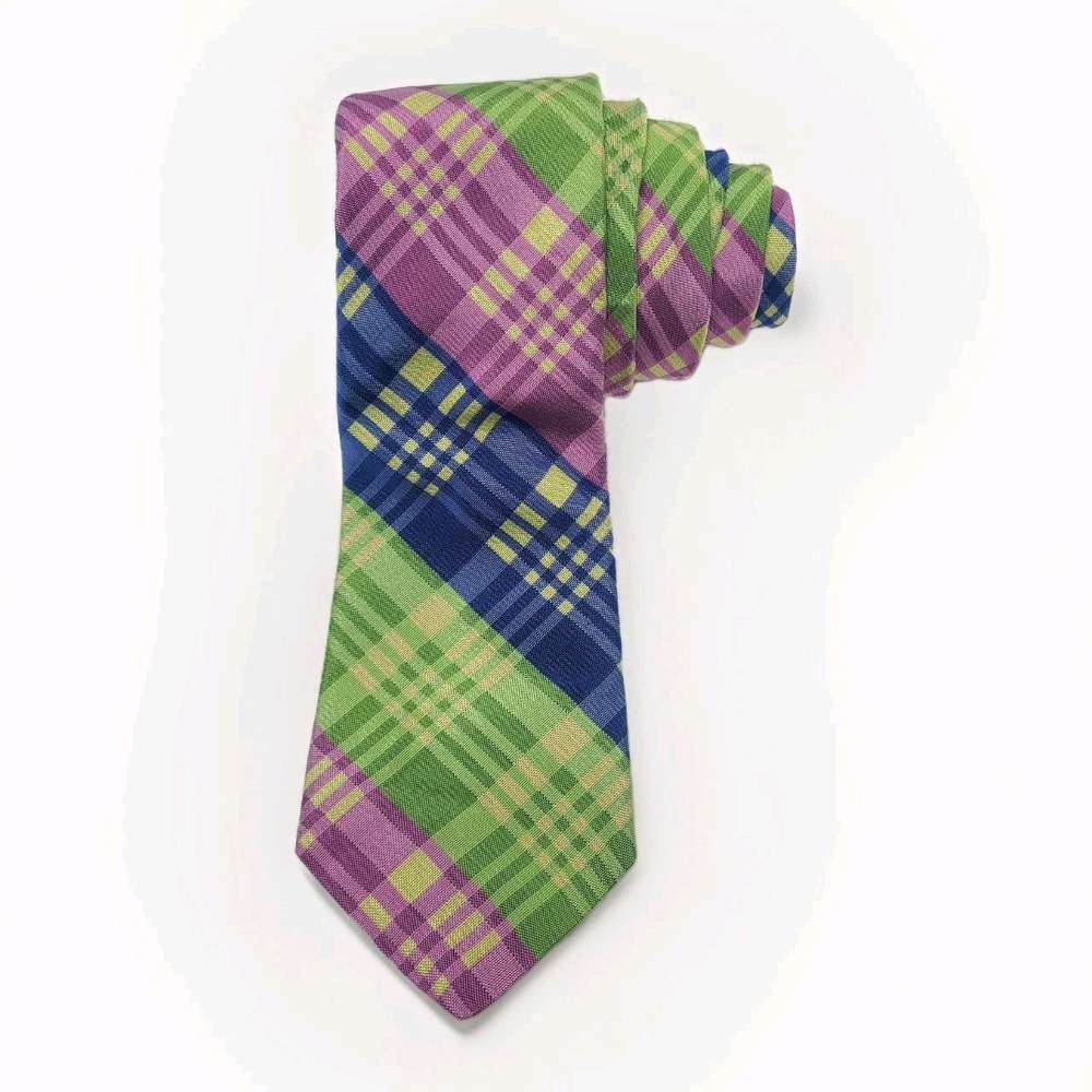 Ted Baker Woven Silk Plaid Multicolor Modern Bold Menswear‎ Necktie Workwear